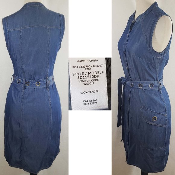 Splendid denim shirt dress w/grommet detail belt. - Picture 2 of 2